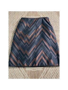 Akris Punto Bronze Black knee length chevron Skirt